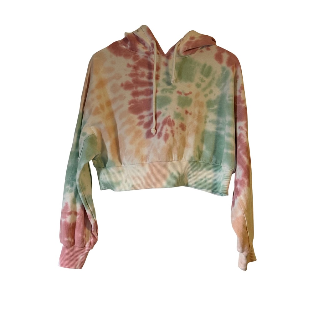 Aeropostale Tie Dye Cropped Hoodie Womens Small Multicolor Pastel Good Condition